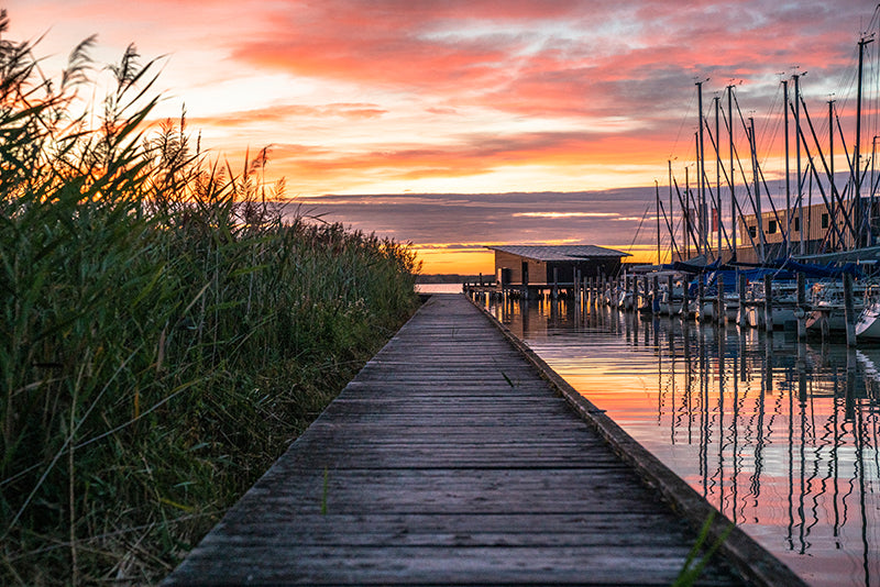 Birgit Machtinger - Steg mit Segelbooten am Neusiedler See
