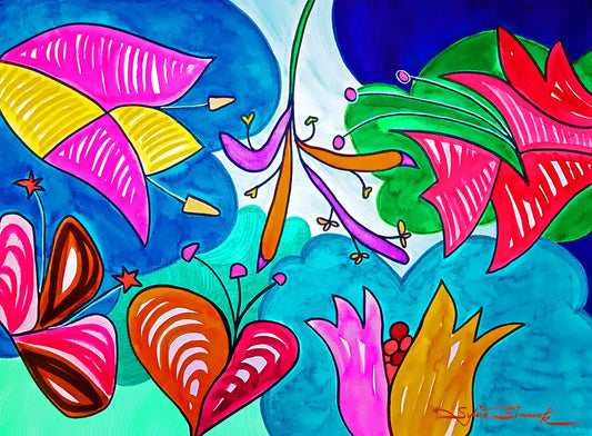 Sylvia Simanek - Wunderblumen mit Wolken